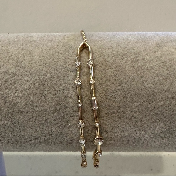 NWT INC Bracelet - gold tone ball slider style w/ clear crystals, baguettes - Picture 9 of 14